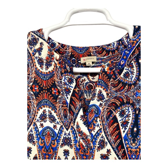 Cremieux Womens Blouse Multicolor Tunic Long Sleeve V Neck Pullover Medium - Picture 7 of 8
